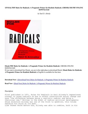  Rules for Radicals: A Pragmatic Primer for Realistic Reformers, L'Esprit Audacieux du Changement Social au Brésil